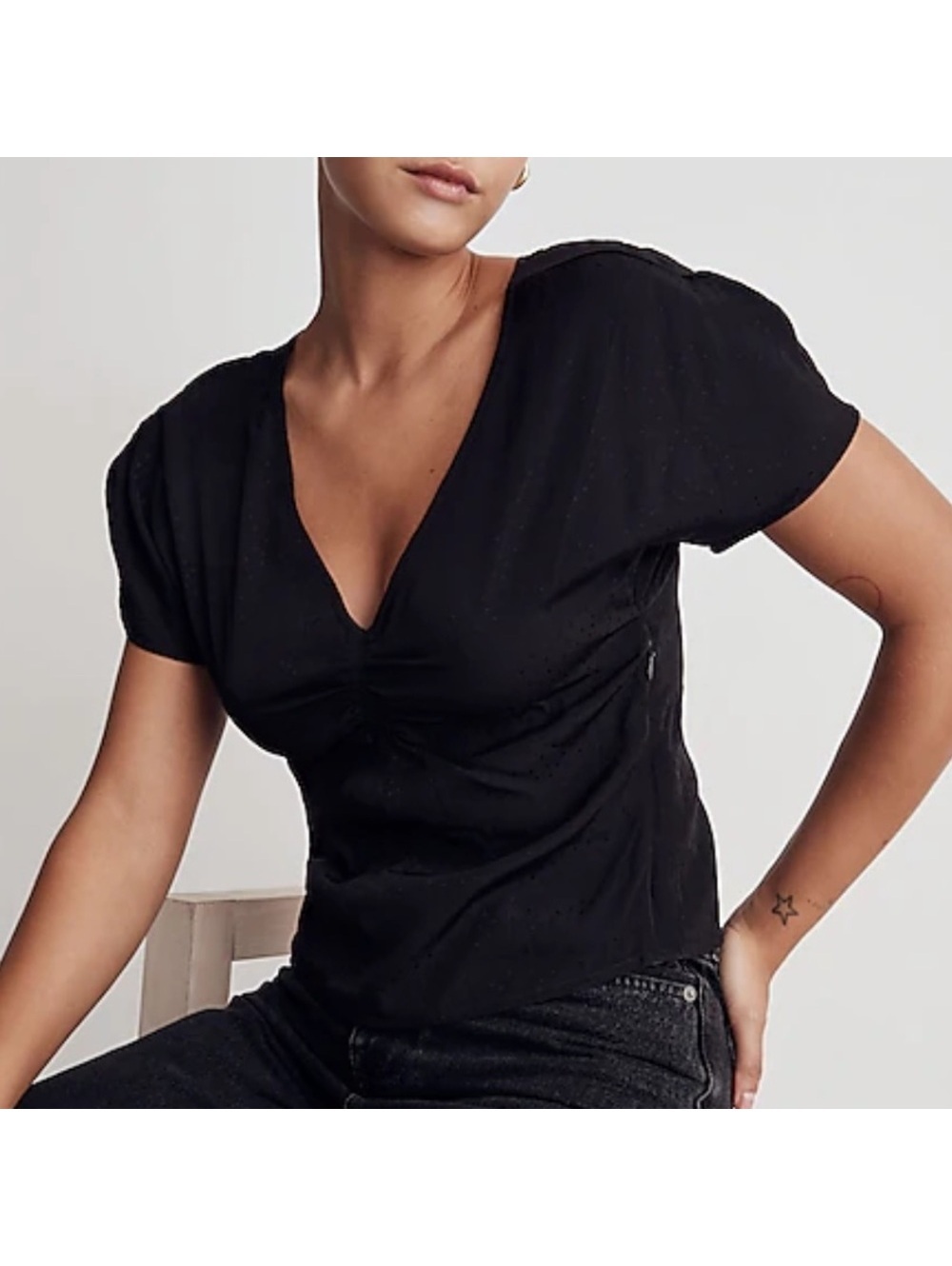 Madewell puff sleeve jacquard top
